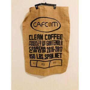 CAFCOM  Burlap Coffee Sack Guatemala 28x 39" autographed 150 pounds